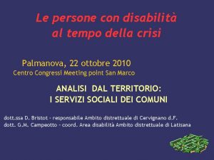 Le persone con disabilit al tempo della crisi