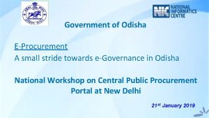 Government of Odisha EProcurement A small stride towards