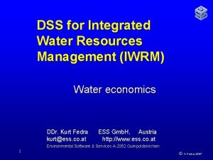 DSS for Integrated Water Resources Management IWRM Water
