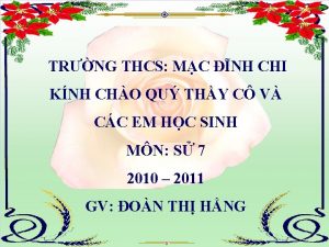 TRNG THCS MC NH CHI KNH CHO QU