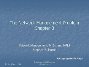 The Network Management Problem Chapter 3 Network Management