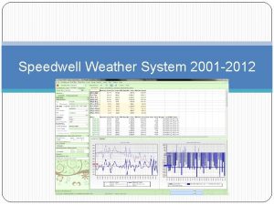 Speedwell Weather System 2001 2012 a highlevel summary