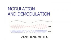 MODULATION AND DEMODULATION ZANKHANA MEHTA What is Modulation