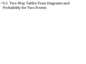 n 9 3 TwoWay Tables Venn Diagrams and