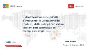 Lidentificazione delle priorit dintervento la valutazione dei contesti