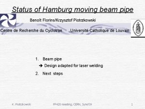 Status of Hamburg moving beam pipe Benot FlorinsKrzysztof