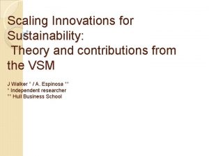 Scaling Innovations for Sustainability Theory and contributions from