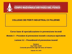 COLLEGIO DEI PERITI INDUSTRIALI DI PALERMO Corso base