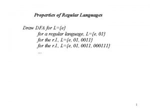 Properties of Regular Languages Draw DFA for Le