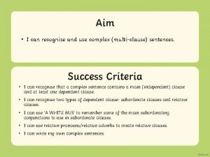 Multi clause sentences