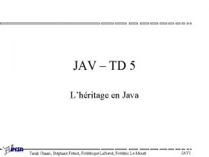 JAV TD 5 Lhritage en Java Tarak Chaari