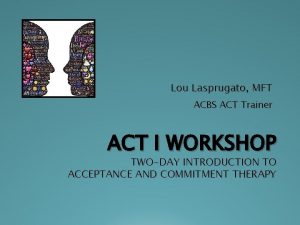 Lou Lasprugato MFT ACBS ACT Trainer ACT I