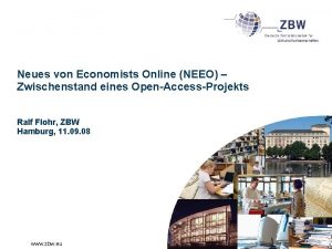 Neues von Economists Online NEEO Zwischenstand eines OpenAccessProjekts