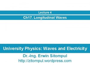 Lecture 4 Ch 17 Longitudinal Waves University Physics
