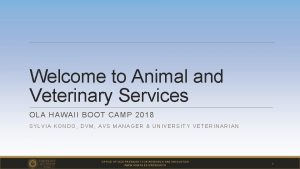 Welcome to Animal and Veterinary Services OLA HAWAII