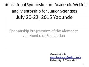 International Symposium on Academic Writing and Mentorship for