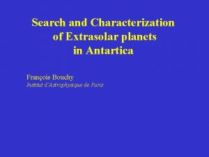 Search and TITRE Characterization of Extrasolar planets in