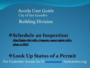 Accela User Guide City of San Leandro Building