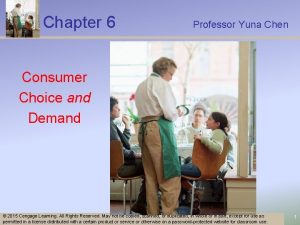 Chapter 6 Professor Yuna Chen Consumer Choice and