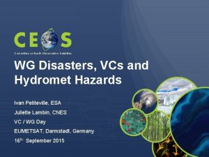 Committee on Earth Observation Satellites WG Disasters VCs