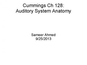 Cummings Ch 128 Auditory System Anatomy Sameer Ahmed