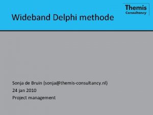 Wideband Delphi methode Sonja de Bruin sonjathemisconsultancy nl