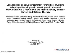 Lenalidomide as salvage treatment for multiple myeloma relapsing