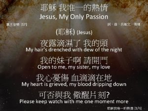 Jesus My Only Passion 17 Jesus My hairs