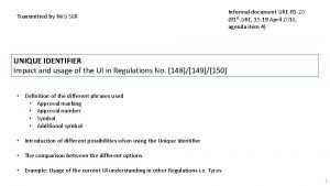 Transmitted by IWG SLR Informal document GRE81 20
