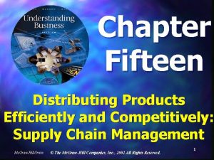 Chapter Fifteen Distributing Products Efficiently and Competitively Supply