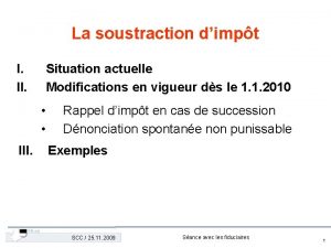 La soustraction dimpt I II Situation actuelle Modifications