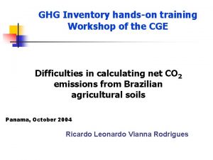 GHG Inventory handson training Workshop of the CGE