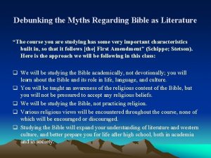 Debunking the Myths Regarding Bible as Literature The