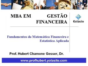 MBA EM GESTO FINANCEIRA Fundamentos da Matemtica Financeira