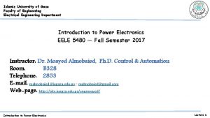 Islamic University of Gaza Faculty of Engineering Electrical