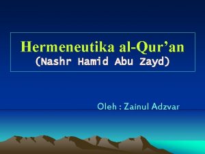 Hermeneutika alQuran Nashr Hamid Abu Zayd Oleh Zainul