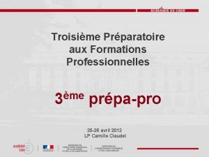 Troisime Prparatoire aux Formations Professionnelles me 3 prpapro