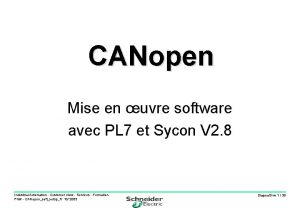 CANopen Mise en uvre software avec PL 7