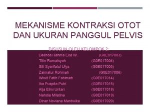 MEKANISME KONTRAKSI OTOT DAN UKURAN PANGGUL PELVIS DISUSUN