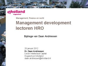 Management finance en recht Management development lectoren HRO
