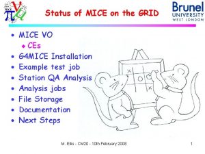 Status of MICE on the GRID MICE VO