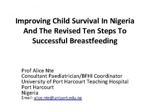 Improving Child Survival In Nigeria And The Revised