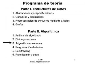 Programa de teora Parte I Estructuras de Datos