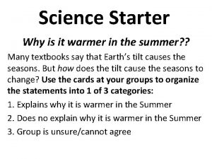 Science Starter Why is it warmer in the