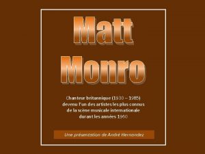 Matt Monro Chanteur britannique 1930 1985 devenu lun