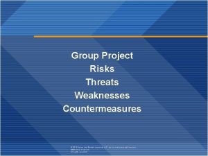 Group Project Risks Threats Weaknesses Countermeasures 2015 Jones