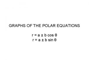 GRAPHS OF THE POLAR EQUATIONS r a b