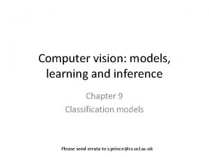 Computer vision models learning and inference Chapter 9