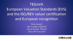 TEGo VA European Valuation Standards EVS and the