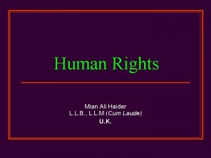 Human Rights Mian Ali Haider L L B